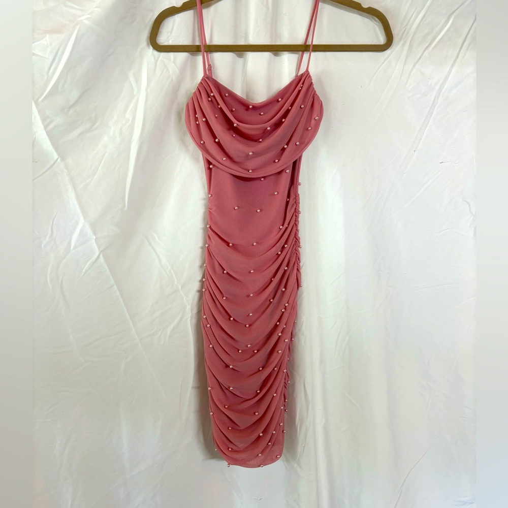 Mini dress with pearl details